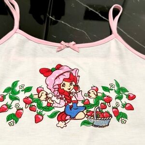 Strawberry Shortcake Tank Top with Pink Trim